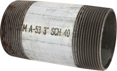 Made in USA - Schedule 40, 3 x 6" Galvanized Pipe Nipple - Threaded Steel - USA Tool & Supply