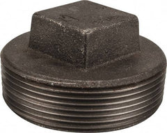 Made in USA - Size 3", Class 150, Malleable Iron Black Pipe Square Plug - 150 psi, Threaded End Connection - USA Tool & Supply