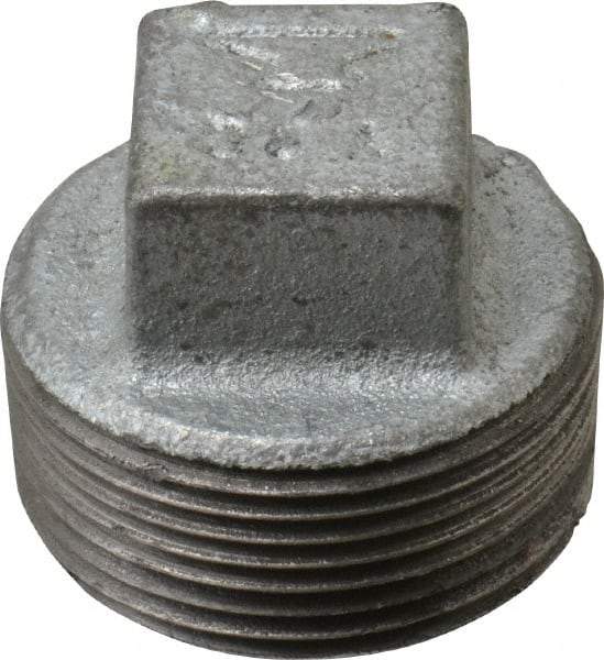 Made in USA - Class 150, 1-1/4" Galvanized Pipe Square Plug - Threaded, Malleable Iron - USA Tool & Supply