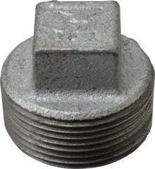 Made in USA - Class 150, 1-1/4" Galvanized Pipe Square Plug - Threaded, Malleable Iron - USA Tool & Supply