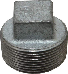 Made in USA - Class 150, 1-1/2" Galvanized Pipe Square Plug - Threaded, Malleable Iron - USA Tool & Supply