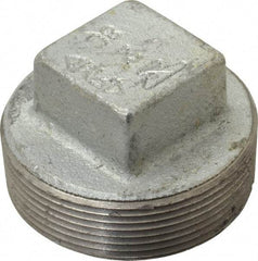 Made in USA - Class 150, 2" Galvanized Pipe Square Plug - Threaded, Malleable Iron - USA Tool & Supply