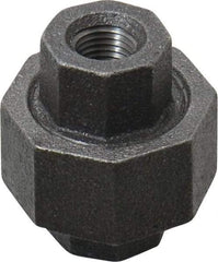 Made in USA - Size 1/4", Class 150, Malleable Iron Black Pipe Union - 150 psi, Threaded End Connection - USA Tool & Supply