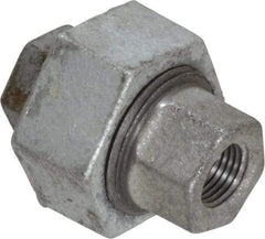 Made in USA - Class 150, 1/8" Galvanized Pipe Union - Threaded, Malleable Iron - USA Tool & Supply