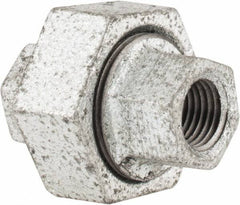 Made in USA - Class 150, 1/4" Galvanized Pipe Union - Threaded, Malleable Iron - USA Tool & Supply