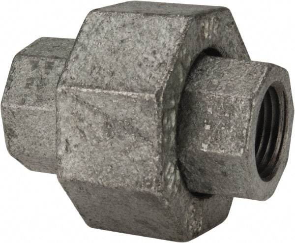 Made in USA - Class 150, 3/8" Galvanized Pipe Union - Threaded, Malleable Iron - USA Tool & Supply