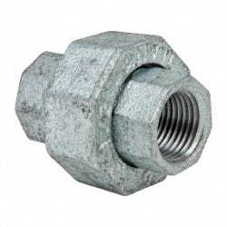 Made in USA - Class 150, 1/2" Galvanized Pipe Union - Threaded, Malleable Iron - USA Tool & Supply