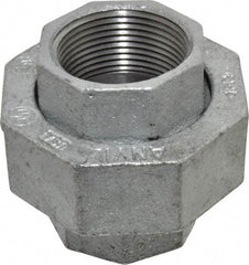 Made in USA - Class 150, 1-1/4" Galvanized Pipe Union - Threaded, Malleable Iron - USA Tool & Supply
