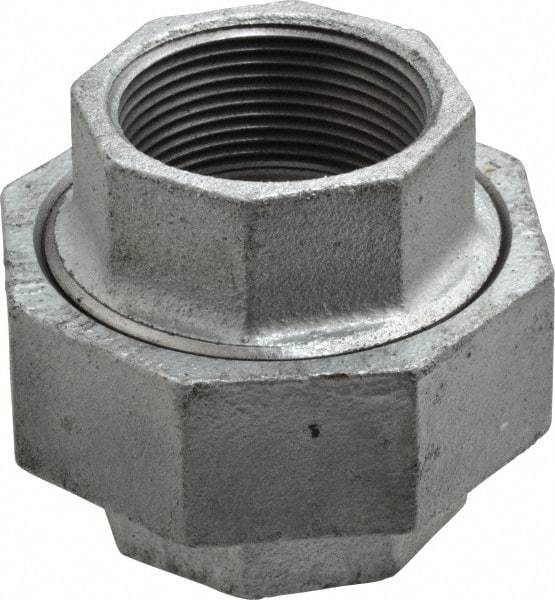 Made in USA - Class 150, 1-1/2" Galvanized Pipe Union - Threaded, Malleable Iron - USA Tool & Supply