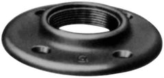 Made in USA - 1/4" Pipe, 2-3/16" OD, 5/8" Hub Length, Black Floor Pipe Flange - 1-7/8" Across Bolt Hole Centers, 1/4" Bolt Hole, 150 psi, Class 150 - USA Tool & Supply