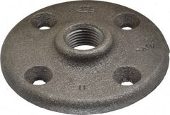 Made in USA - 1/2" Pipe, 3" OD, 5/8" Hub Length, Black Floor Pipe Flange - 2.1" Across Bolt Hole Centers, 1/4" Bolt Hole, 150 psi, Class 150 - USA Tool & Supply