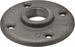Made in USA - 1" Pipe, 4" OD, 11/16" Hub Length, Black Floor Pipe Flange - 3" Across Bolt Hole Centers, 1/4" Bolt Hole, 150 psi, Class 150 - USA Tool & Supply