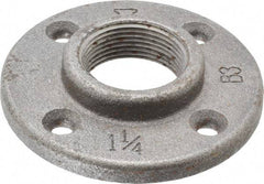 Made in USA - 1-1/4" Pipe, 4" OD, 13/16" Hub Length, Black Floor Pipe Flange - 3" Across Bolt Hole Centers, 1/4" Bolt Hole, 150 psi, Class 150 - USA Tool & Supply