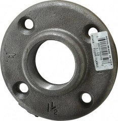 Made in USA - 1-1/2" Pipe, 4-1/2" OD, 7/8" Hub Length, Black Floor Pipe Flange - 3-1/2" Across Bolt Hole Centers, 5/16" Bolt Hole, 150 psi, Class 150 - USA Tool & Supply