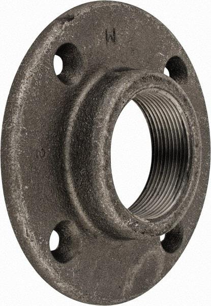 Made in USA - 2" Pipe, 5-1/2" OD, 1" Hub Length, Black Floor Pipe Flange - 4-1/4" Across Bolt Hole Centers, 5/16" Bolt Hole, 150 psi, Class 150 - USA Tool & Supply