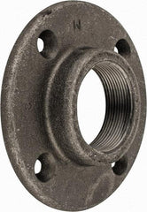 Made in USA - 2" Pipe, 5-1/2" OD, 1" Hub Length, Black Floor Pipe Flange - 4-1/4" Across Bolt Hole Centers, 5/16" Bolt Hole, 150 psi, Class 150 - USA Tool & Supply