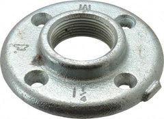 Made in USA - 1-1/4" Pipe, 4" OD, 13/16" Hub Length, Galvanized Floor Pipe Flange - 3" Across Bolt Hole Centers, 1/4" Bolt Hole, 150 psi, Class 150 - USA Tool & Supply