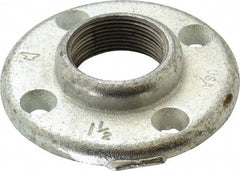 Made in USA - 1-1/2" Pipe, 4-1/2" OD, 7/8" Hub Length, Galvanized Floor Pipe Flange - 3-1/2" Across Bolt Hole Centers, 5/16" Bolt Hole, 150 psi, Class 150 - USA Tool & Supply