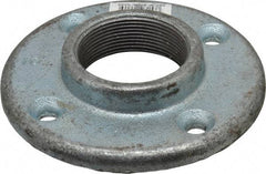 Made in USA - 2" Pipe, 5-1/2" OD, 1" Hub Length, Galvanized Floor Pipe Flange - 4-1/4" Across Bolt Hole Centers, 5/16" Bolt Hole, 150 psi, Class 150 - USA Tool & Supply