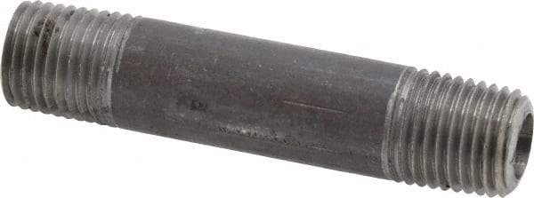 Made in USA - Schedule 80, 1/4" Diam x 2-1/2" Long Steel Black Pipe Nipple - Threaded - USA Tool & Supply