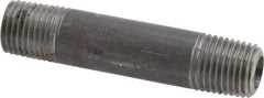 Made in USA - Schedule 80, 1/4" Diam x 2-1/2" Long Steel Black Pipe Nipple - Threaded - USA Tool & Supply