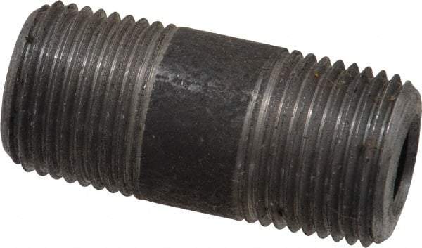 Made in USA - Schedule 80, 3/8" Diam x 1-1/2" Long Steel Black Pipe Nipple - Threaded - USA Tool & Supply