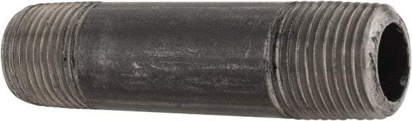 Made in USA - Schedule 80, 3/8" Diam x 2-1/2" Long Steel Black Pipe Nipple - Threaded - USA Tool & Supply