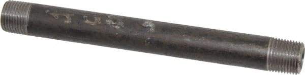 Made in USA - Schedule 80, 3/8" Diam x 6" Long Steel Black Pipe Nipple - Threaded - USA Tool & Supply