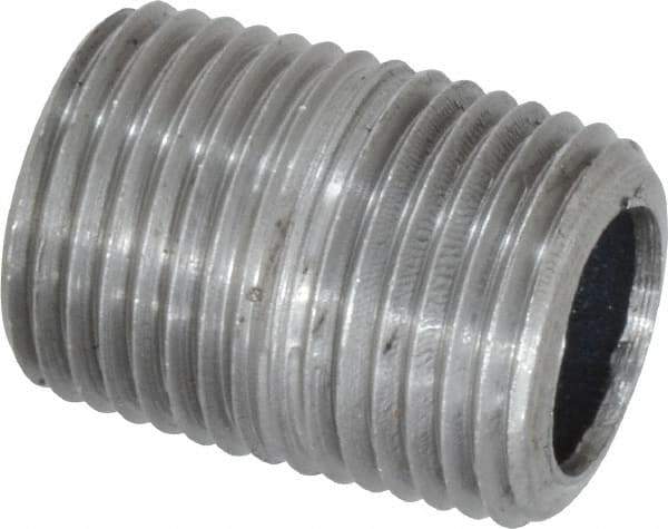 Made in USA - Schedule 80, 1/2" Diam x 1-1/8" Long Steel Black Pipe Nipple - Threaded - USA Tool & Supply