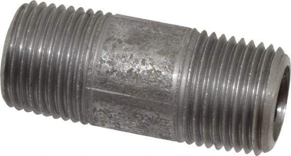 Made in USA - Schedule 80, 1/2" Diam x 2" Long Steel Black Pipe Nipple - Threaded - USA Tool & Supply