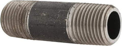 Made in USA - Schedule 80, 1/2" Diam x 2-1/2" Long Steel Black Pipe Nipple - Threaded - USA Tool & Supply