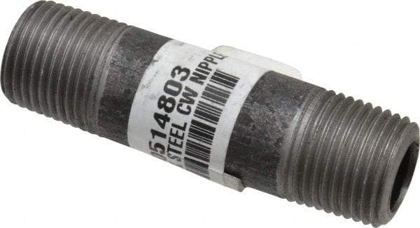 Made in USA - Schedule 80, 1/2" Diam x 3" Long Steel Black Pipe Nipple - Threaded - USA Tool & Supply