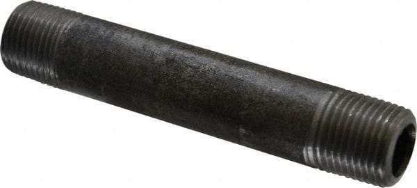 Made in USA - Schedule 80, 1/2" Diam x 4-1/2" Long Steel Black Pipe Nipple - Threaded - USA Tool & Supply