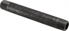 Made in USA - Schedule 80, 1/2" Diam x 6" Long Steel Black Pipe Nipple - Threaded - USA Tool & Supply