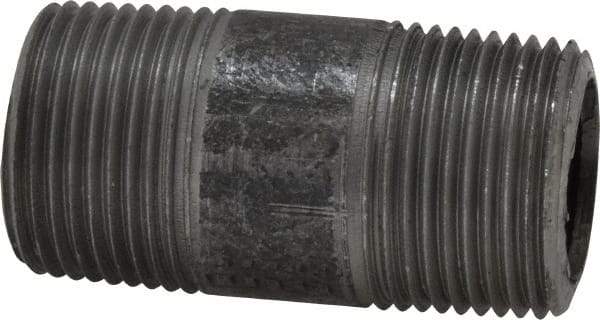 Made in USA - Schedule 80, 3/4" Diam x 2" Long Steel Black Pipe Nipple - Threaded - USA Tool & Supply