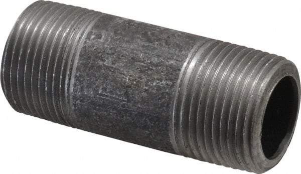 Made in USA - Schedule 80, 3/4" Diam x 2-1/2" Long Steel Black Pipe Nipple - Threaded - USA Tool & Supply