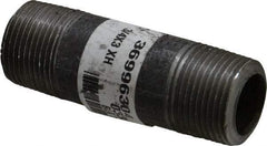 Made in USA - Schedule 80, 3/4" Diam x 3" Long Steel Black Pipe Nipple - Threaded - USA Tool & Supply