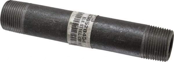 Made in USA - Schedule 80, 3/4" Diam x 5-1/2" Long Steel Black Pipe Nipple - Threaded - USA Tool & Supply