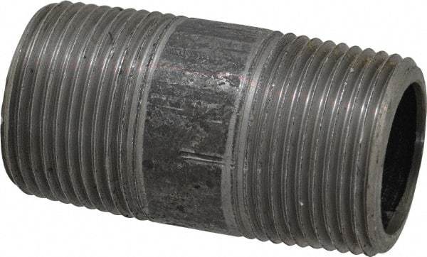 Made in USA - Schedule 80, 1" Diam x 2-1/2" Long Steel Black Pipe Nipple - Threaded - USA Tool & Supply