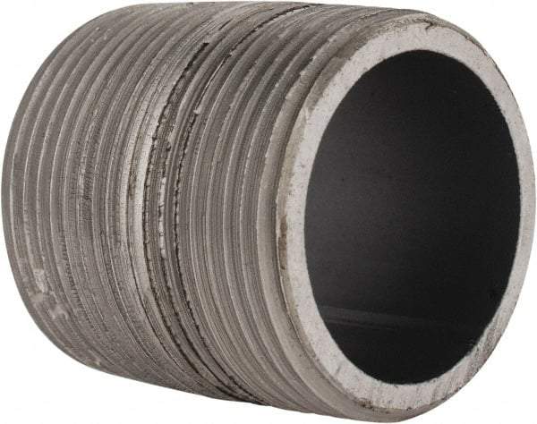 Made in USA - Schedule 80, 1-1/4" Diam x 1-5/8" Long Steel Black Pipe Nipple - Threaded - USA Tool & Supply