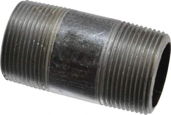 Made in USA - Schedule 80, 1-1/4" Diam x 3" Long Steel Black Pipe Nipple - Threaded - USA Tool & Supply