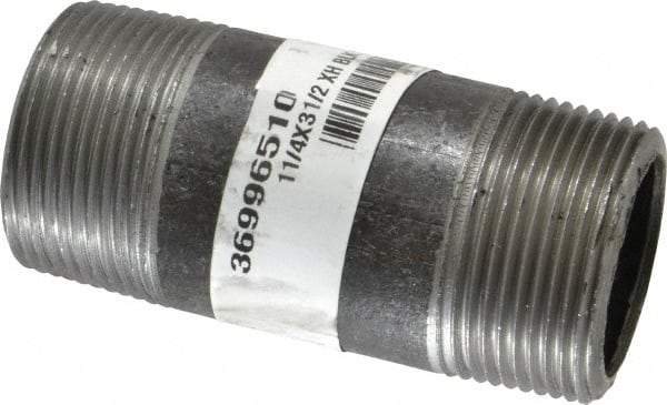 Made in USA - Schedule 80, 1-1/4" Diam x 3-1/2" Long Steel Black Pipe Nipple - Threaded - USA Tool & Supply