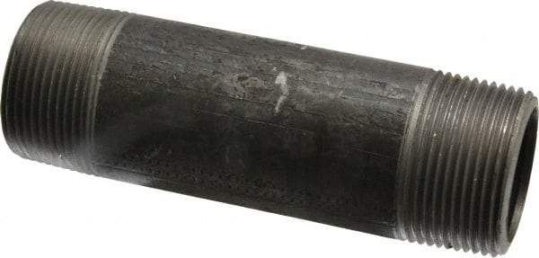 Made in USA - Schedule 80, 1-1/4" Diam x 5" Long Steel Black Pipe Nipple - Threaded - USA Tool & Supply