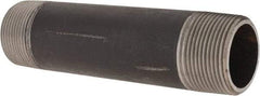 Made in USA - Schedule 80, 1-1/4" Diam x 6" Long Steel Black Pipe Nipple - Threaded - USA Tool & Supply