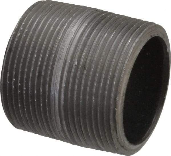 Made in USA - Schedule 80, 1-1/2" Diam x 1-3/4" Long Steel Black Pipe Nipple - Threaded - USA Tool & Supply