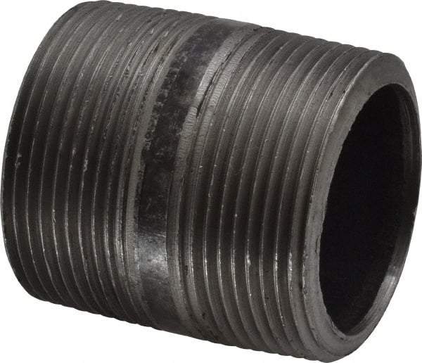 Made in USA - Schedule 80, 1-1/2" Diam x 2" Long Steel Black Pipe Nipple - Threaded - USA Tool & Supply