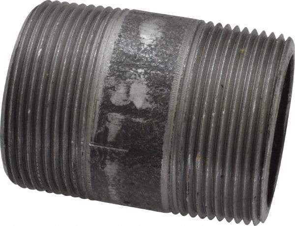 Made in USA - Schedule 80, 1-1/2" Diam x 2-1/2" Long Steel Black Pipe Nipple - Threaded - USA Tool & Supply