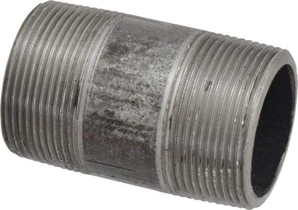 Made in USA - Schedule 80, 1-1/2" Diam x 3" Long Steel Black Pipe Nipple - Threaded - USA Tool & Supply