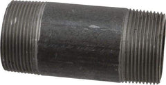 Made in USA - Schedule 80, 1-1/2" Diam x 4" Long Steel Black Pipe Nipple - Threaded - USA Tool & Supply