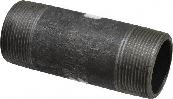 Made in USA - Schedule 80, 1-1/2" Diam x 4-1/2" Long Steel Black Pipe Nipple - Threaded - USA Tool & Supply